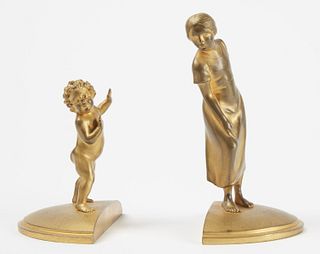 2 Viennese Gilt Bronze Figurines by Franz Gruber
