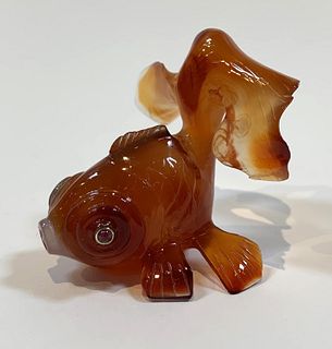 Carved Agate Russian Figurine of Goldfish