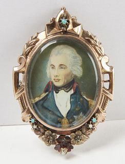 European Miniature Portrait -Elaborate Gold Frame