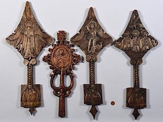 4 Ethiopian Carved Wood Ornaments