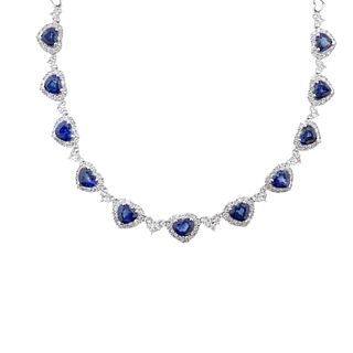 HEART 16.78ct Sapphire & 7.50ct Diamond Necklace