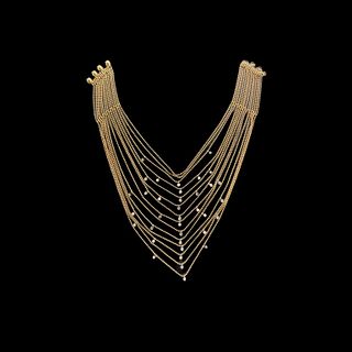(14) Strain 18K YG Bezel Set Diamond Necklace