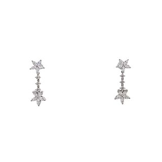 4.00ct Diamond Cluster Drop Earrings