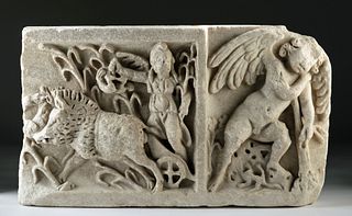 Roman Marble Sarcophagus Frieze - Calydonian Hunt