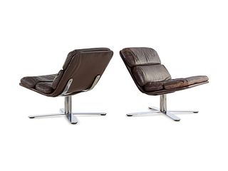 Modernist
Mid 20th Century
Pair of X Base Lounge Chairs