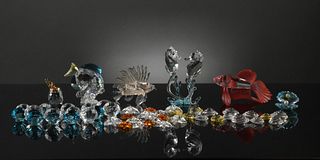 9 Boxed Swarovski Colored Crystal Aquatic Figures
