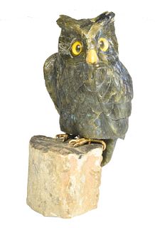 Carved Labradorite 'Screech Owl'