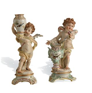 Meissen, 2 Cupids with Vases, Models P119 and P121
