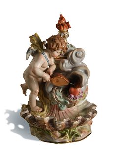 Meissen, Cupid With Bellows Match Holder, O164