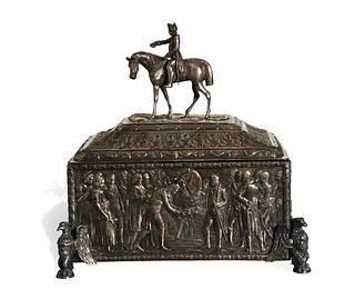 Silver Repousse Box with Napoleon Figural Lid