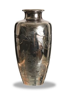 Hattori, Large Sterling Silver Vase, Meiji