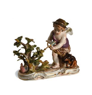 Meissen, Cupid Hunting Hearts with Dog, Model R148
