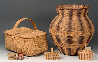 6 Native American Baskets, incl. Cherokee
