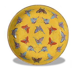 Chinese Yellow-Ground ‘Butterfly’ Plate, Late 19th Century