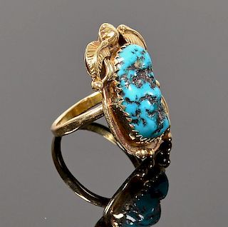 Kirk 18KT Turquoise Ring, circa 1950's
