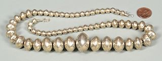 Handwrought Navajo Silver Bead Necklace