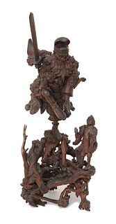 Root Carved Statue of Zhongkui, 19th Century