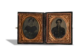 Sixth Plate Tintype, Soldier and Lady
