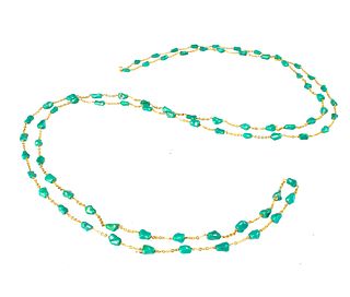 18K Turquoise Beaded Necklace, 19-20th Century