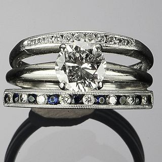 Platinum, Gold, and Diamond Triple-Layered Ring