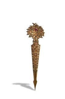 Sri Lankan Gilt-Bronze Hairpin, 19th Century