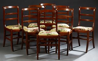 Set of Eight French Louis Philippe Style Carved Beech Dining Chairs, late 19th c
