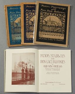 Book- Eugene Delcroix (1892-1967), "Patios, Stairways and Iron Lace Balconies of Old New Orleans," 1938 , soft cover, four copies,