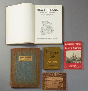 Five Pieces of New Orleans Ephemera consisting of Two Copies "New Orleans Drawn and Quartered" by Olive Leonhardt; "Historical Sketc...
