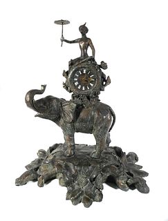 Large Maitland Smith Monkey On Elephant Clock