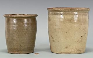 2 East TN M.P. Harmon Stoneware Jars, 1 upside down coggle