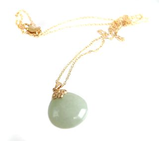 14K Yellow Gold Jade Necklace