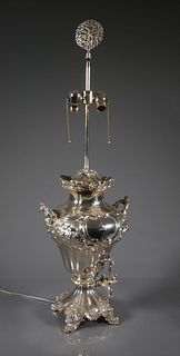 Huge Victorian Silver Coffee Urn Lamp