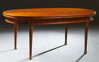 French Carved Cherry Louis XVI Style Dining Table, 20th c