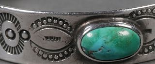 NAVAJO Sterling Silver Turquoise Cuff Bracelet