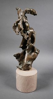 Brutalist Bronze Abstract Sculpture
