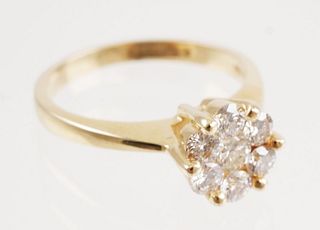 14k Gold Diamond Ring, Size 7