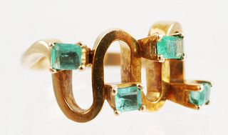 18k Gold Emerald Ring, Size 6