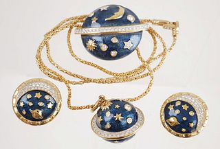 SWAROVSKI Enameled Moon & Stars Jewelry