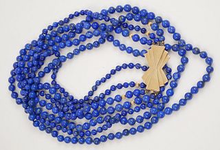 36" Lapis Lazuli Necklace 14k Clasp