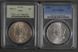 (2) 1898 Morgan Silver Dollars $1