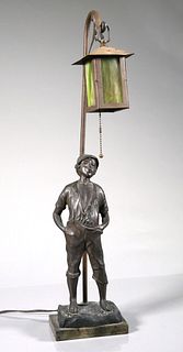 Vintage Bronzed Whistling Boy Lamp
