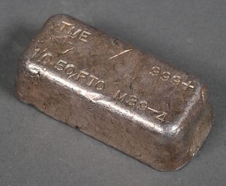 SILVER BAR .999 Hand Poured 10.50 ozt