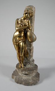 Art Deco Gilt Bronze Nude Statue