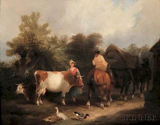 Attributed to William Shayer I (British, 1787-1879)      A Surrey Farmstead