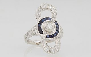 Lady's Platinum Dinner Ring, with a central