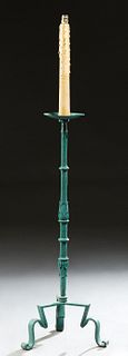 French Wrought Iron Candle Form Floor Lamp, early 20th c