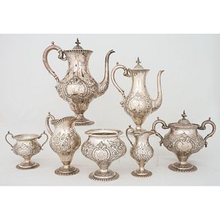 A Loring Andrews Repoussé Silver Coffee and Tea Service