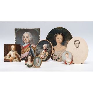 A Group of Eight Portrait Miniatures 
