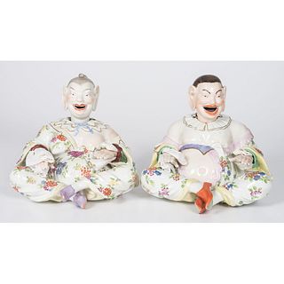 A Pair of Dresden Porcelain Chinese Nodders