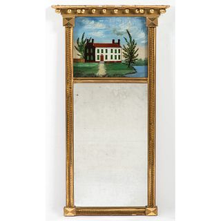 A Federal Gilt Mirror with Reverse-Painted Glass
